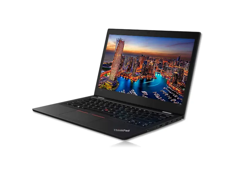 Lenovo ThinkPad L390 front angled view showing display, keyboard and side ports